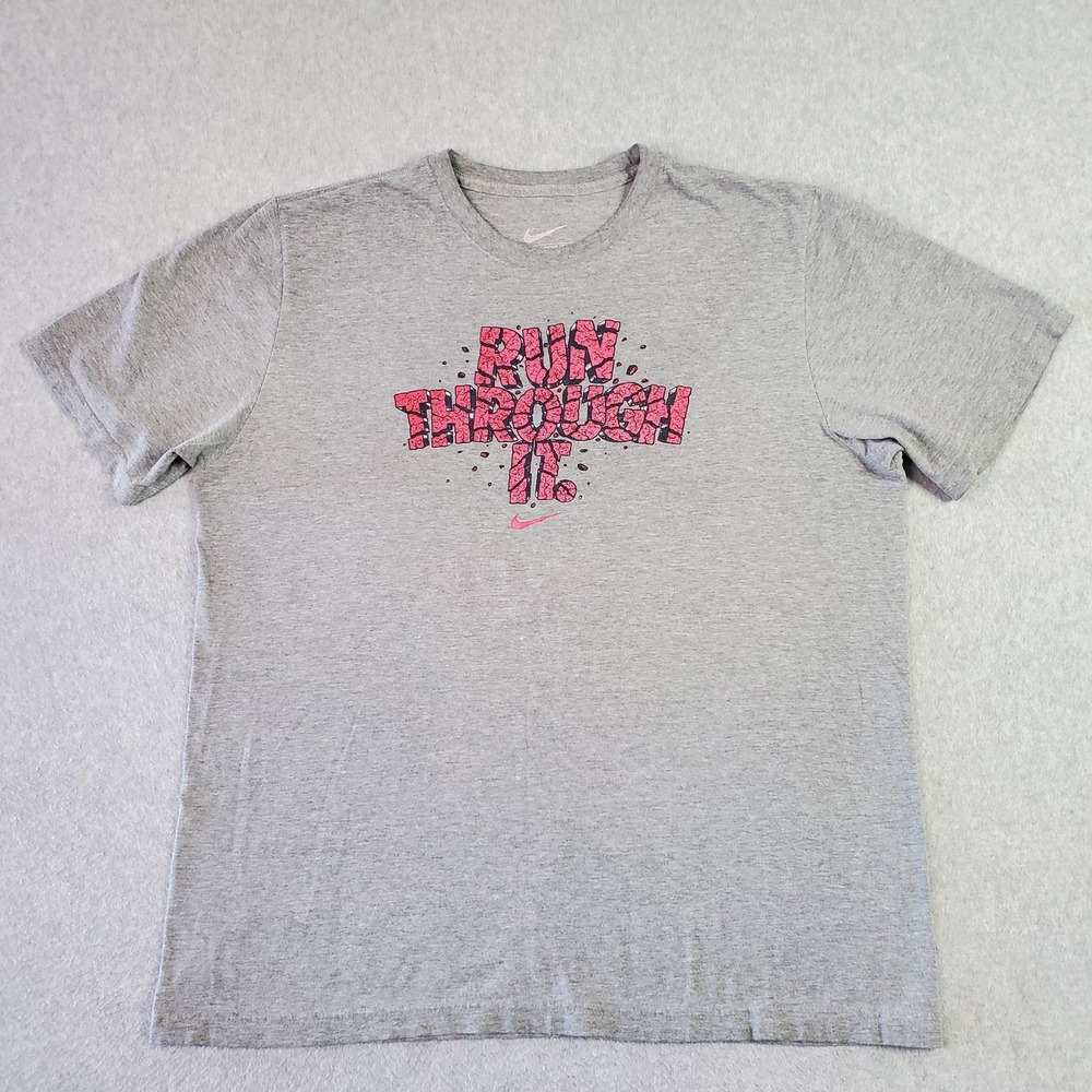 Nike Shirt Mens XL Gray Run Through It Graphic Tee Running Sports Motivational - Picture 1 of 9